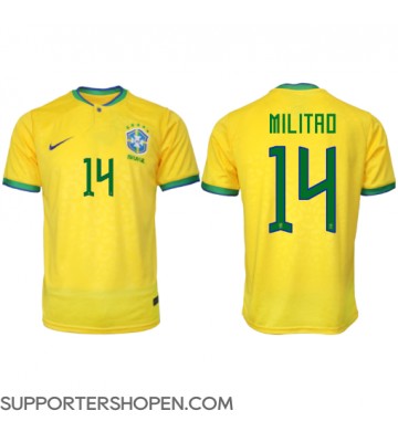 Brasilien Eder Militao #14 Hemma Matchtröja VM 2022 Kortärmad